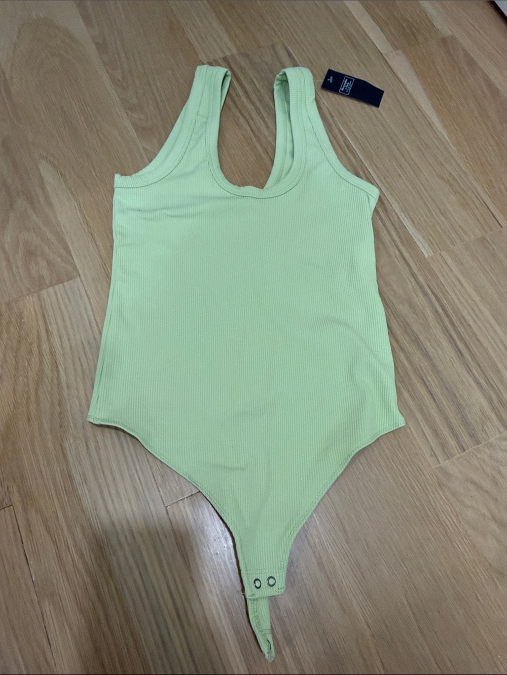 Abercrombie & Fitch Light Lime Ribbed Tank Bodysuit